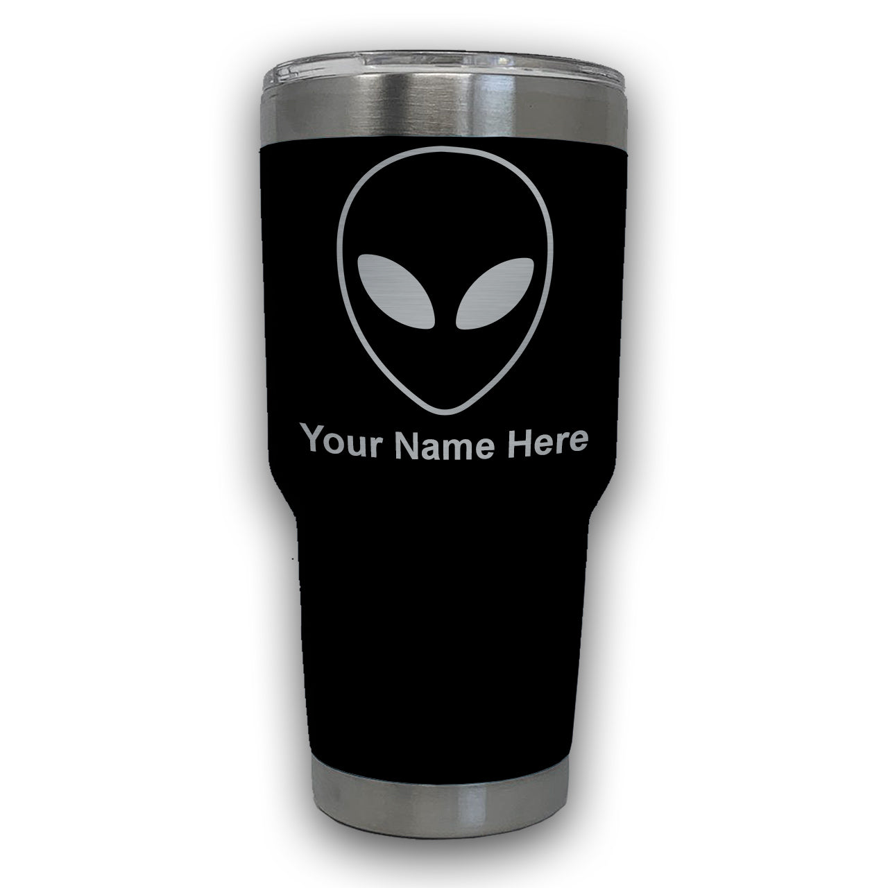 LaserGram 30oz Tumbler Mug, Alien Head, Personalized Engraving Included