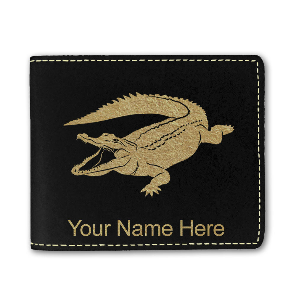 Faux Leather Bi-Fold Wallet, Alligator, Personalized Engraving Included