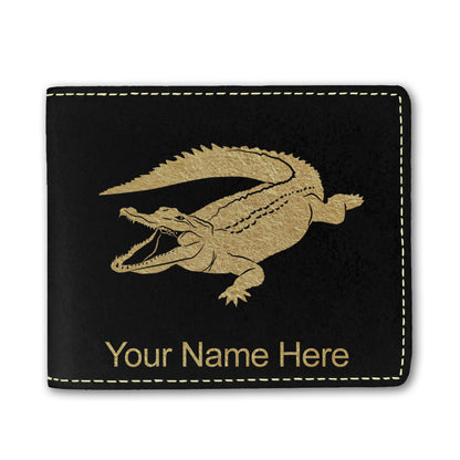 Faux Leather Bi-Fold Wallet, Alligator, Personalized Engraving Included