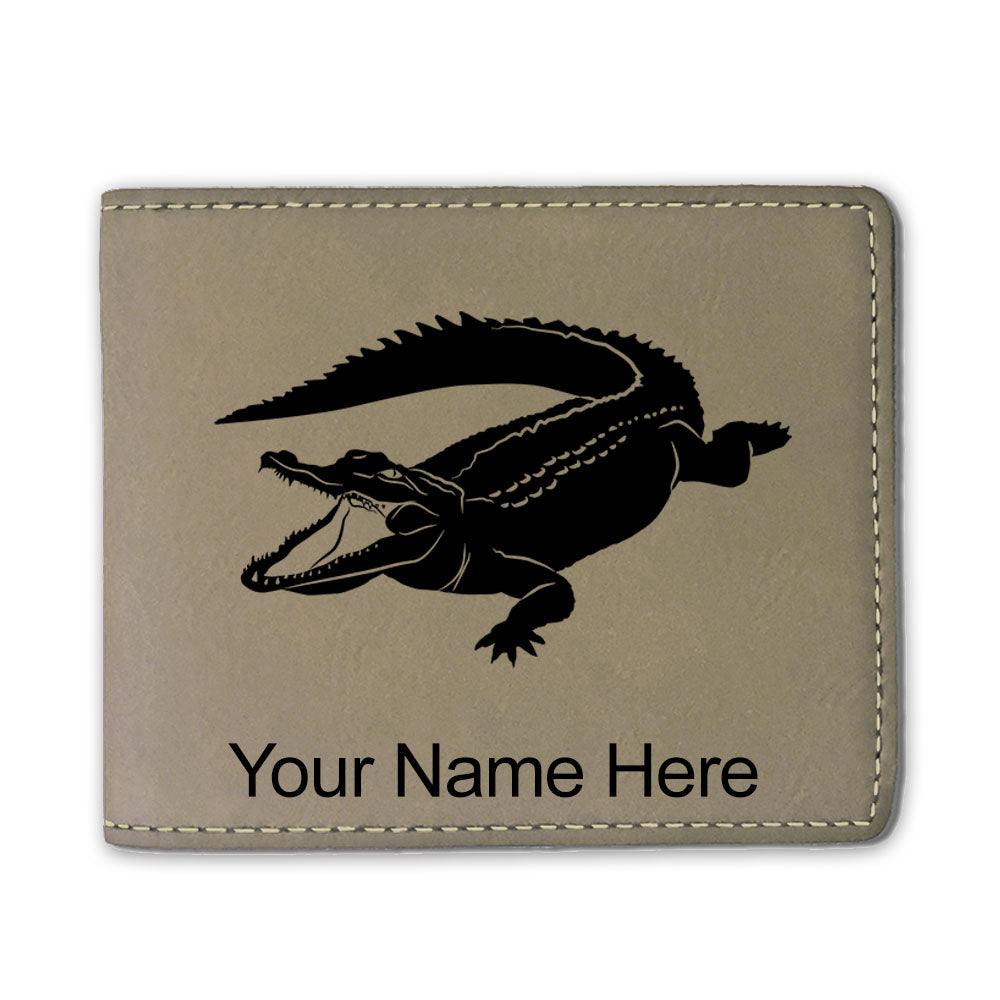 Faux Leather Bi-Fold Wallet, Alligator, Personalized Engraving Included