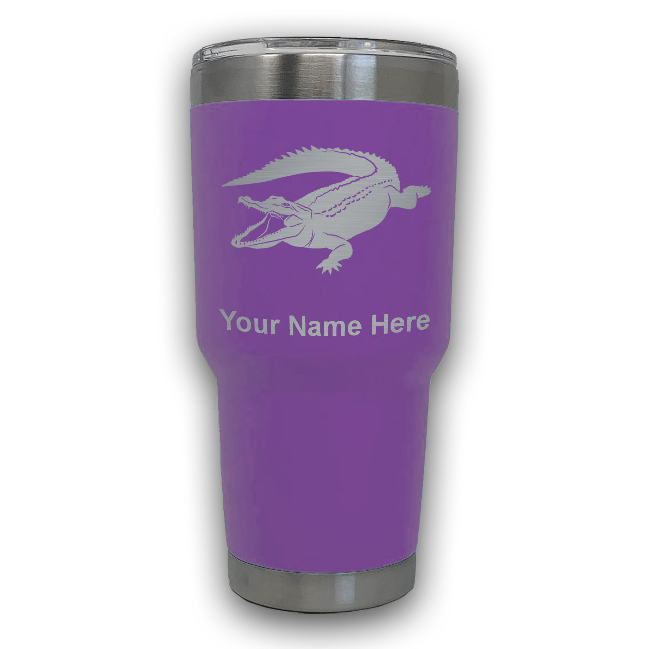 LaserGram 30oz Tumbler Mug, Alligator, Personalized Engraving Included
