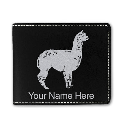 Faux Leather Bi-Fold Wallet, Alpaca, Personalized Engraving Included