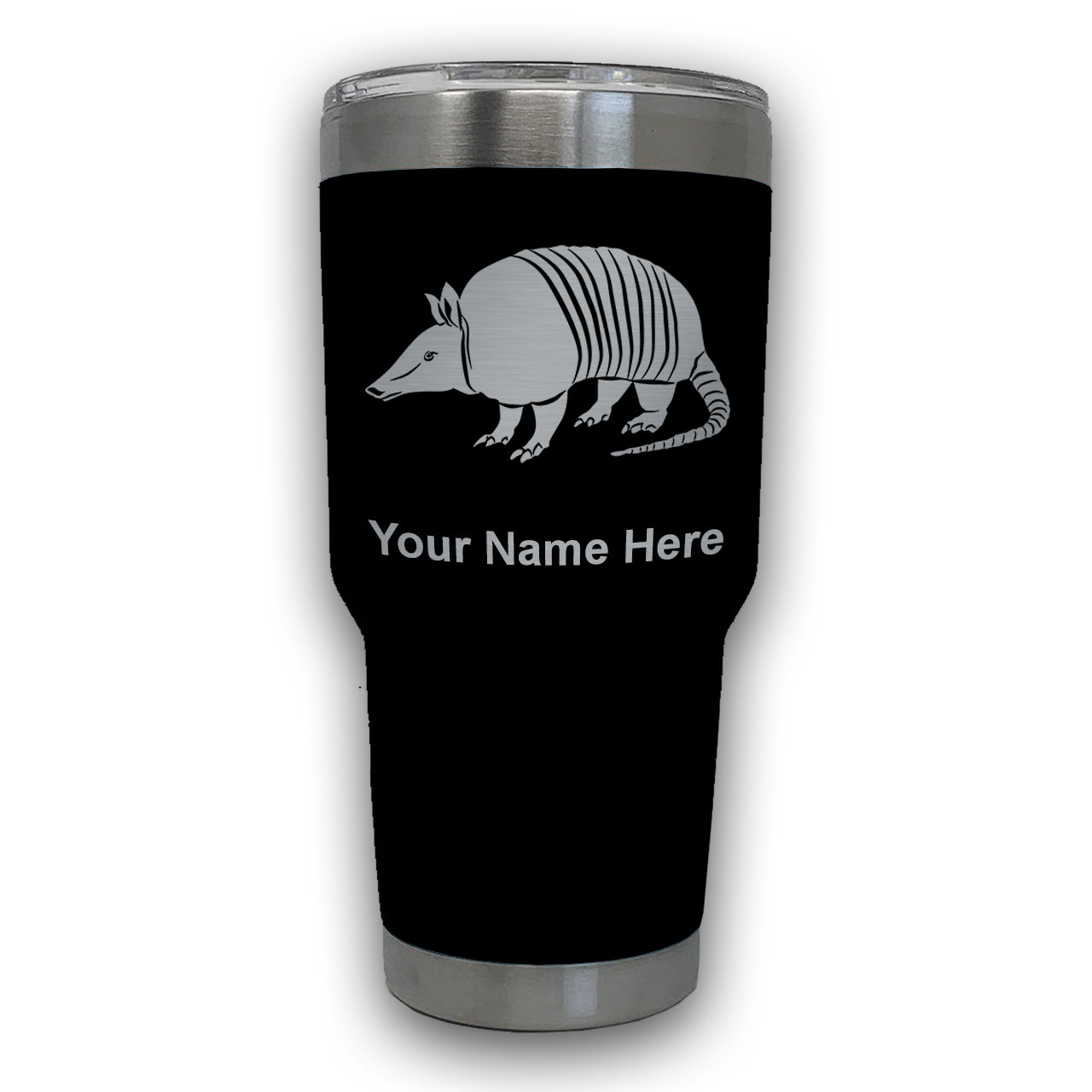 LaserGram 30oz Tumbler Mug, Armadillo, Personalized Engraving Included
