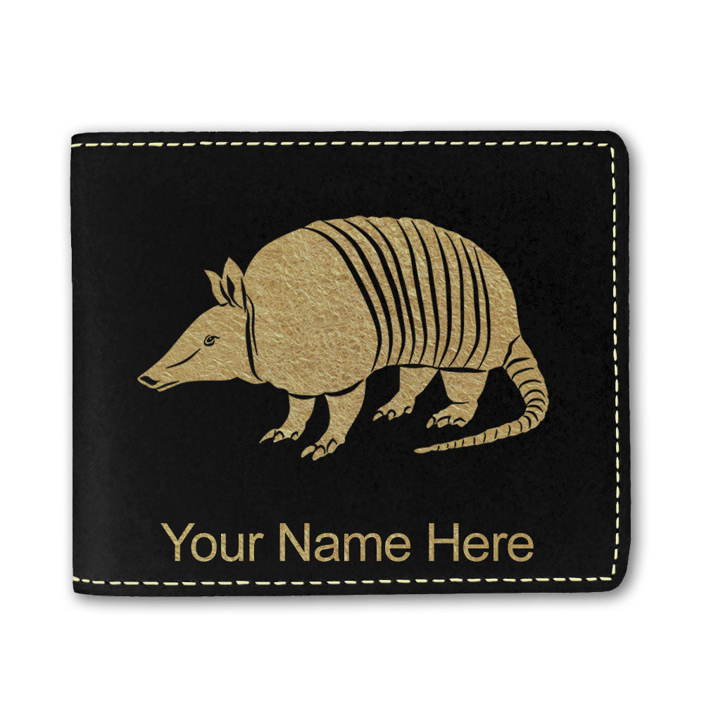 Faux Leather Bi-Fold Wallet, Armadillo, Personalized Engraving Included