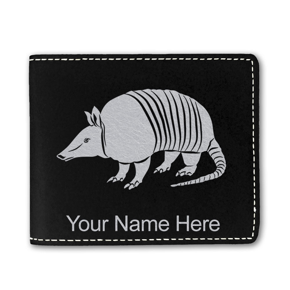 Faux Leather Bi-Fold Wallet, Armadillo, Personalized Engraving Included