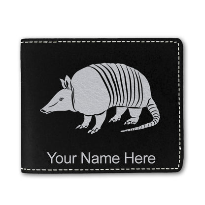 Faux Leather Bi-Fold Wallet, Armadillo, Personalized Engraving Included