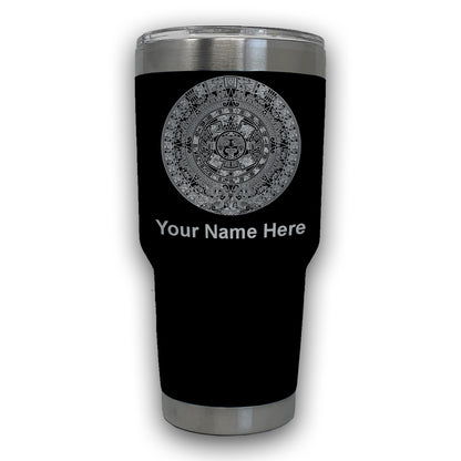 LaserGram 30oz Tumbler Mug, Aztec Calendar, Personalized Engraving Included