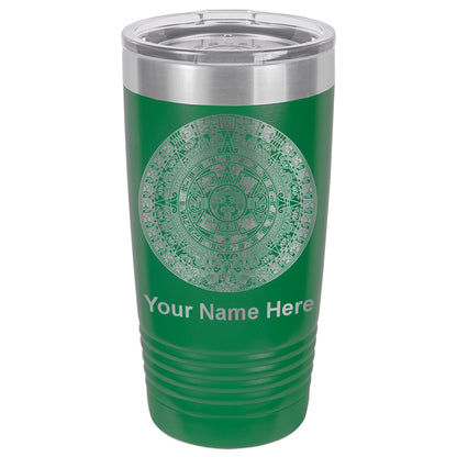 20oz Vacuum Insulated Tumbler Mug, Aztec Calendar, Personalized Engraving Included
