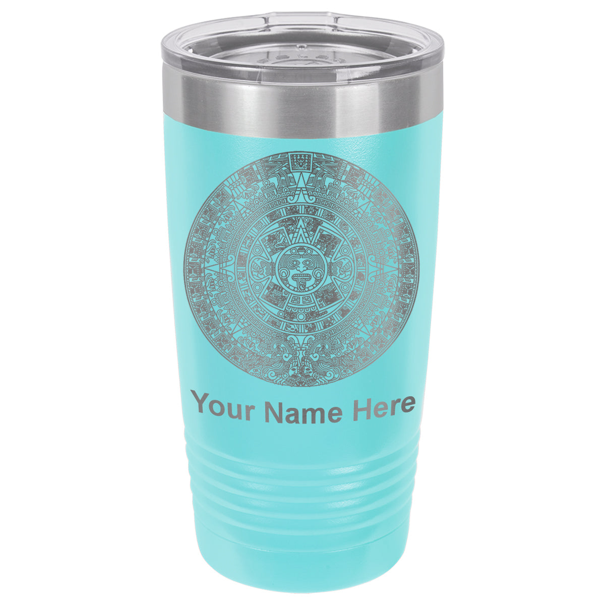20oz Vacuum Insulated Tumbler Mug, Aztec Calendar, Personalized Engraving Included