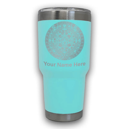 LaserGram 30oz Tumbler Mug, Aztec Calendar, Personalized Engraving Included