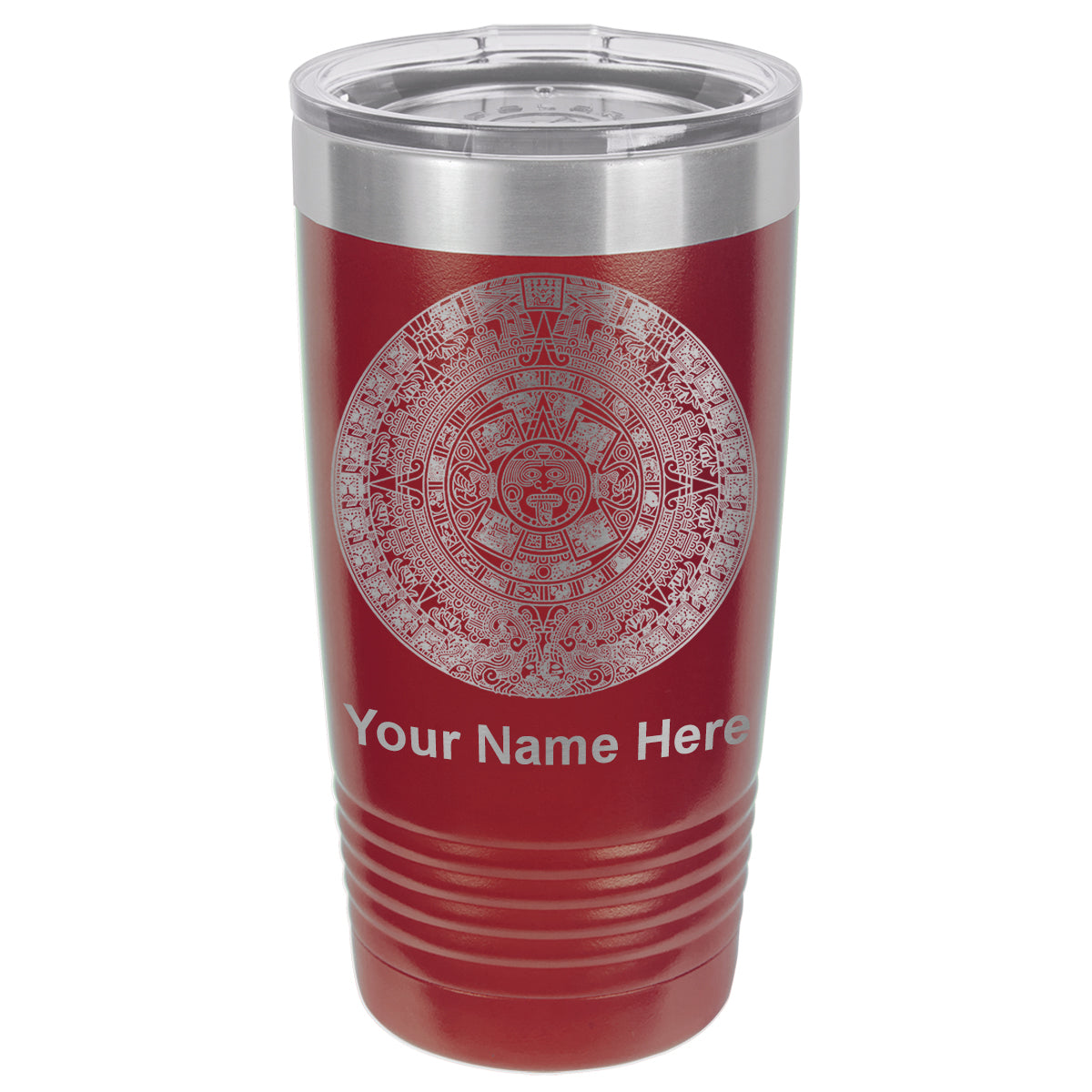 20oz Vacuum Insulated Tumbler Mug, Aztec Calendar, Personalized Engraving Included