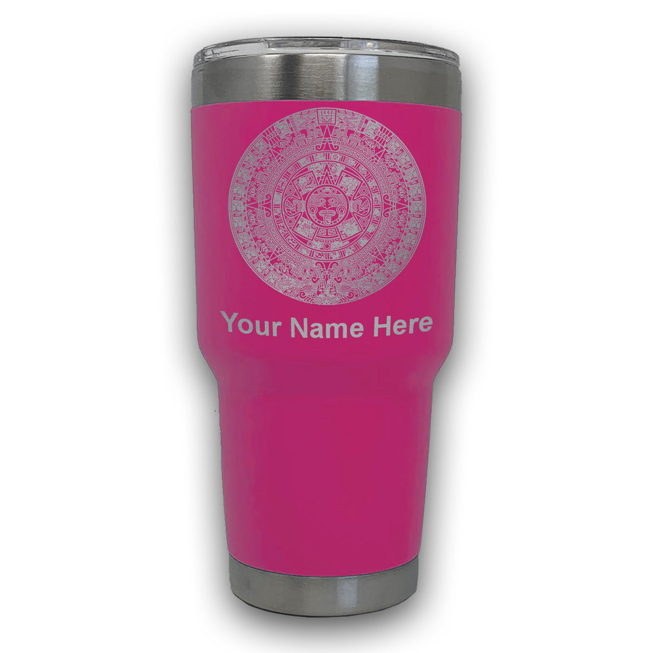 LaserGram 30oz Tumbler Mug, Aztec Calendar, Personalized Engraving Included