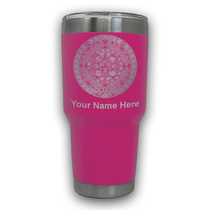 LaserGram 30oz Tumbler Mug, Aztec Calendar, Personalized Engraving Included