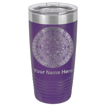 20oz Vacuum Insulated Tumbler Mug, Aztec Calendar, Personalized Engraving Included
