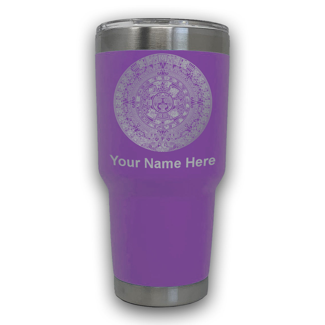 LaserGram 30oz Tumbler Mug, Aztec Calendar, Personalized Engraving Included