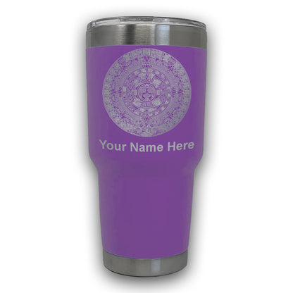 LaserGram 30oz Tumbler Mug, Aztec Calendar, Personalized Engraving Included