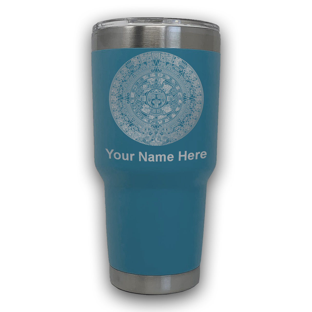 LaserGram 30oz Tumbler Mug, Aztec Calendar, Personalized Engraving Included