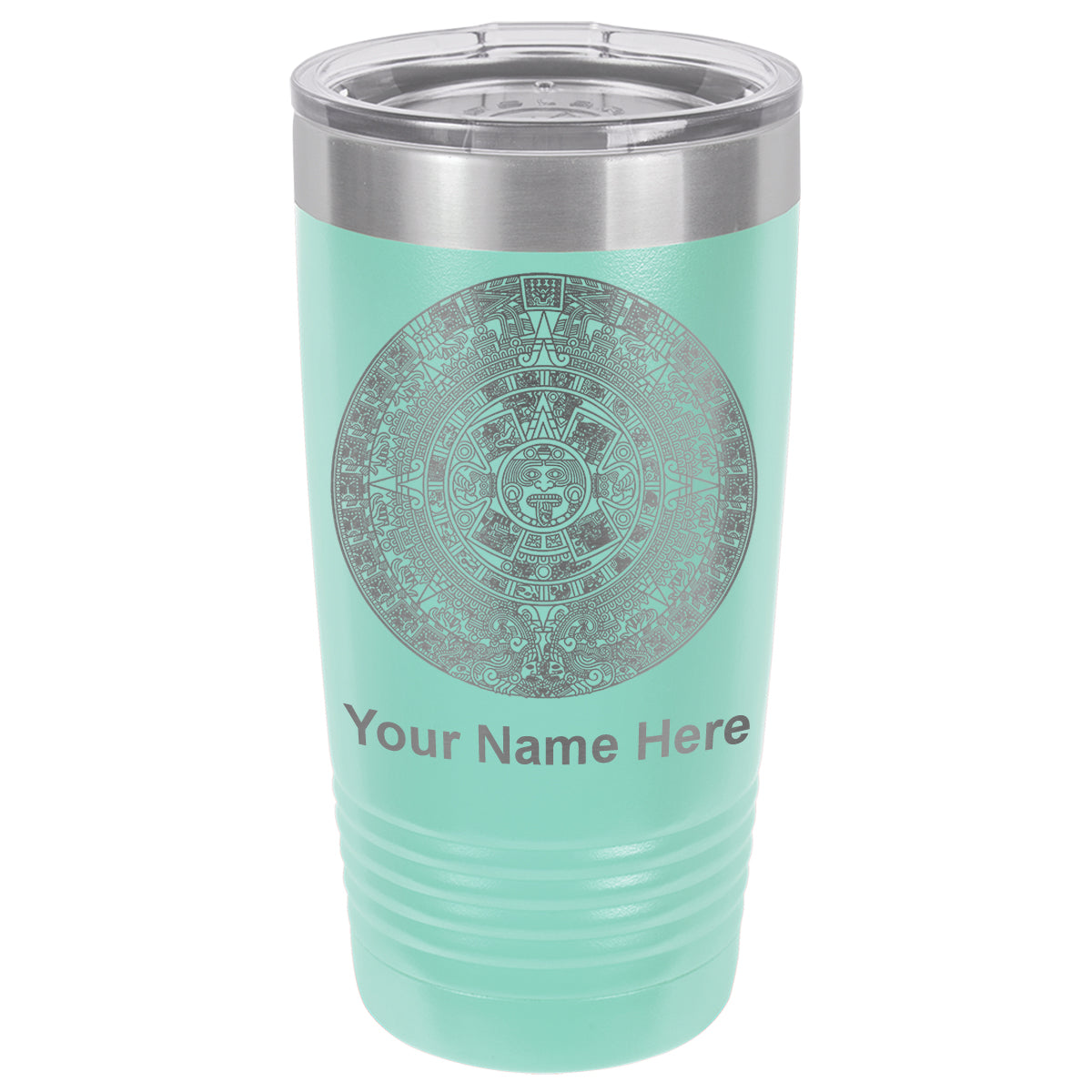 20oz Vacuum Insulated Tumbler Mug, Aztec Calendar, Personalized Engraving Included