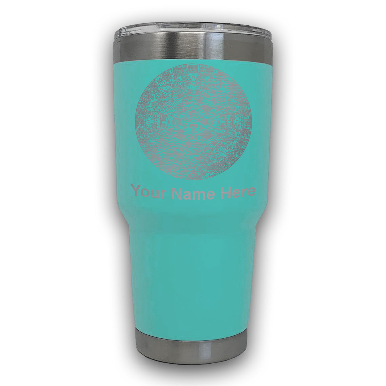 LaserGram 30oz Tumbler Mug, Aztec Calendar, Personalized Engraving Included