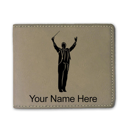 Faux Leather Bi-Fold Wallet, Band Director, Personalized Engraving Included