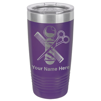 20oz Vacuum Insulated Tumbler Mug, Barber Shop Pole, Personalized Engraving Included