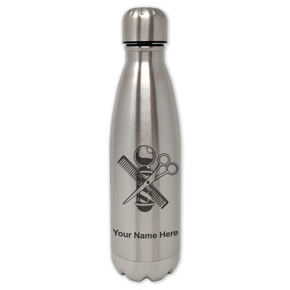 LaserGram Single Wall Water Bottle, Barber Shop Pole, Personalized Engraving Included