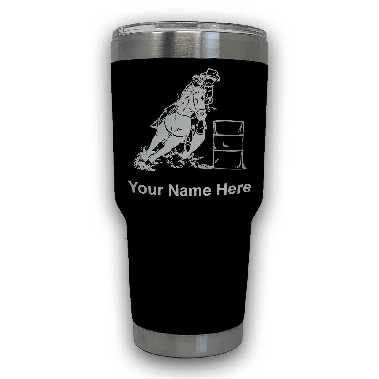 LaserGram 30oz Tumbler Mug, Barrel Racer, Personalized Engraving Included