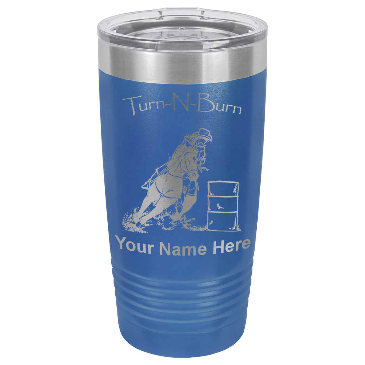 20oz Vacuum Insulated Tumbler Mug, Barrel Racer Turn N Burn, Personalized Engraving Included