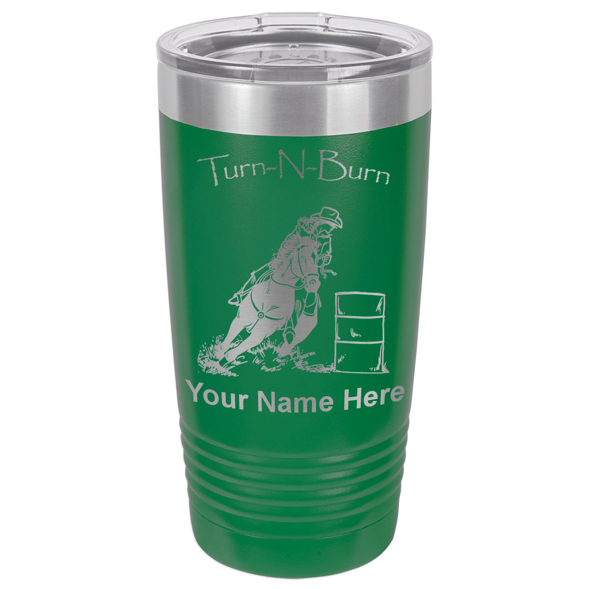 20oz Vacuum Insulated Tumbler Mug, Barrel Racer Turn N Burn, Personalized Engraving Included