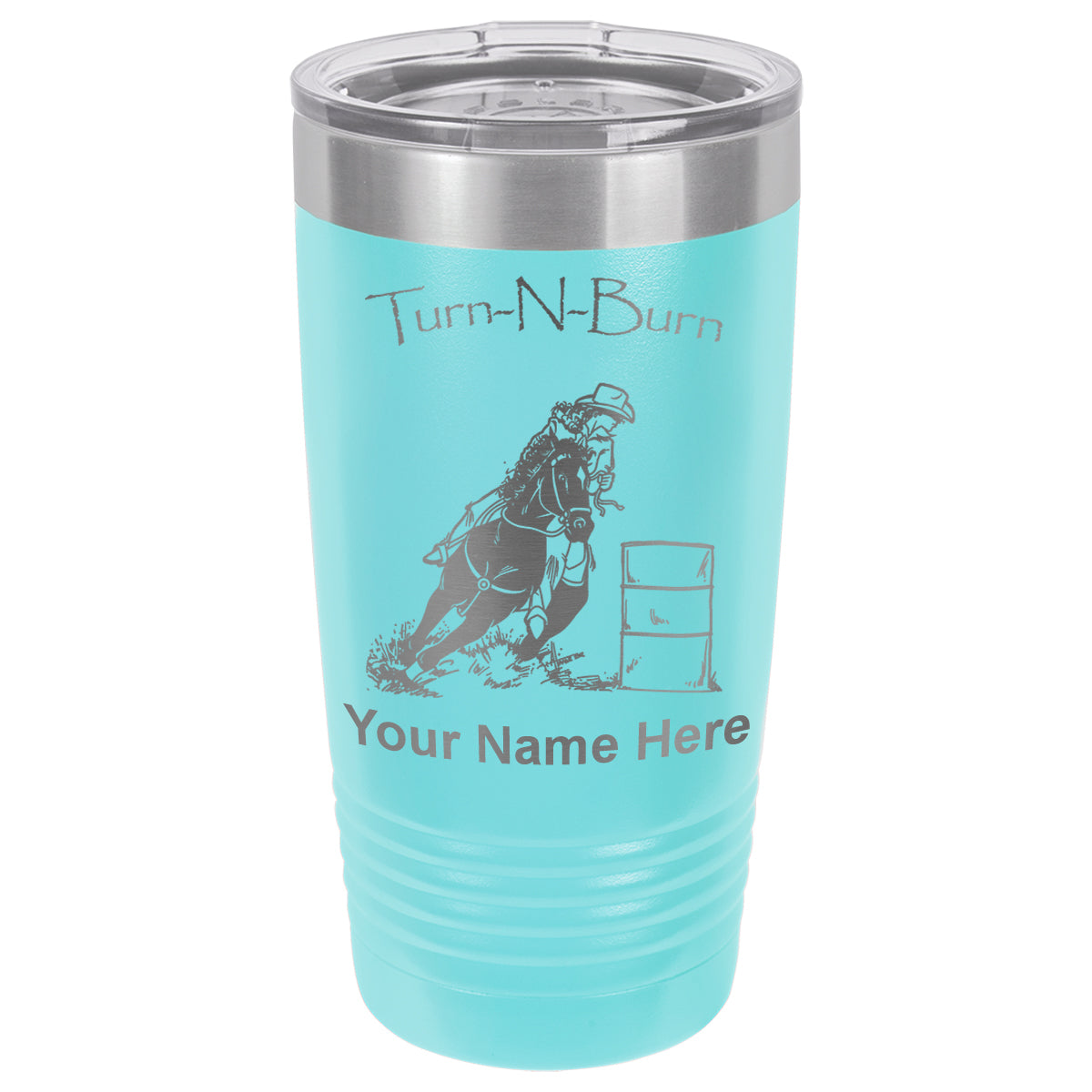 20oz Vacuum Insulated Tumbler Mug, Barrel Racer Turn N Burn, Personalized Engraving Included