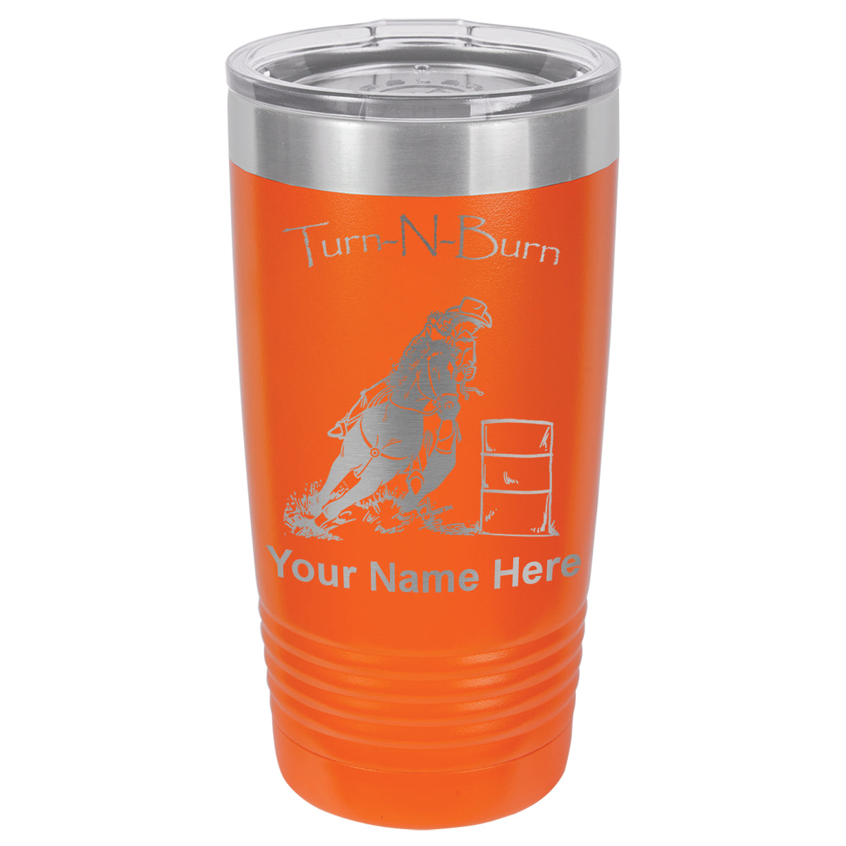 20oz Vacuum Insulated Tumbler Mug, Barrel Racer Turn N Burn, Personalized Engraving Included