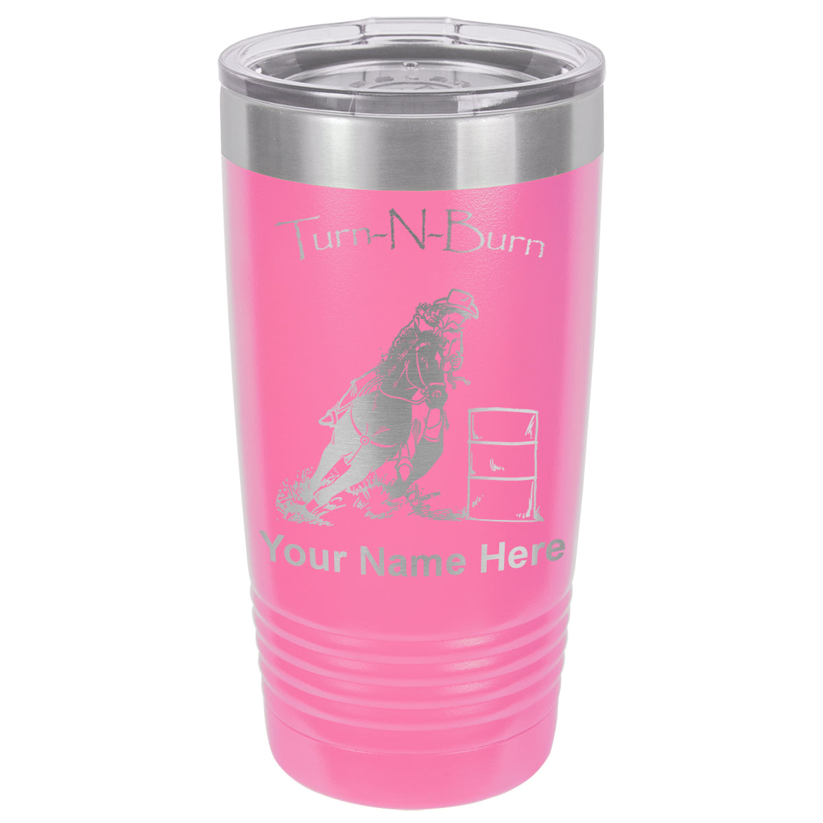 20oz Vacuum Insulated Tumbler Mug, Barrel Racer Turn N Burn, Personalized Engraving Included