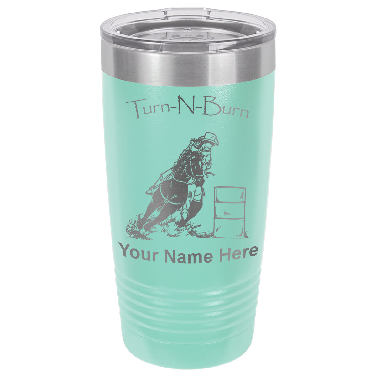 20oz Vacuum Insulated Tumbler Mug, Barrel Racer Turn N Burn, Personalized Engraving Included