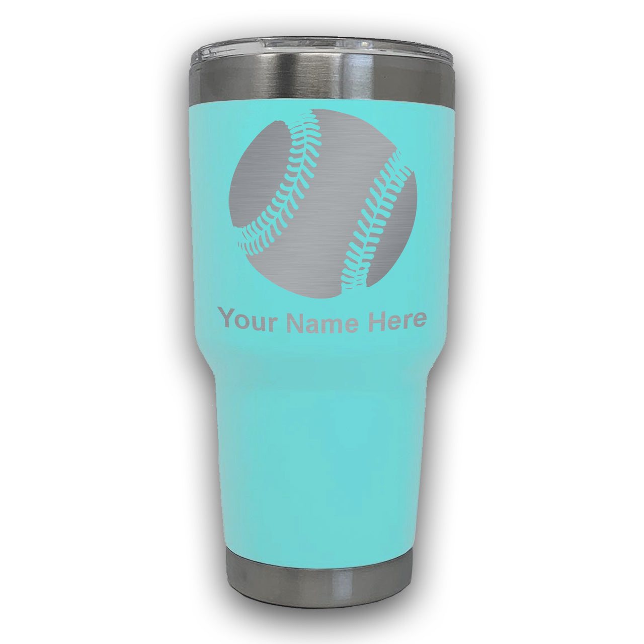 LaserGram 30oz Tumbler Mug, Baseball Ball, Personalized Engraving Included