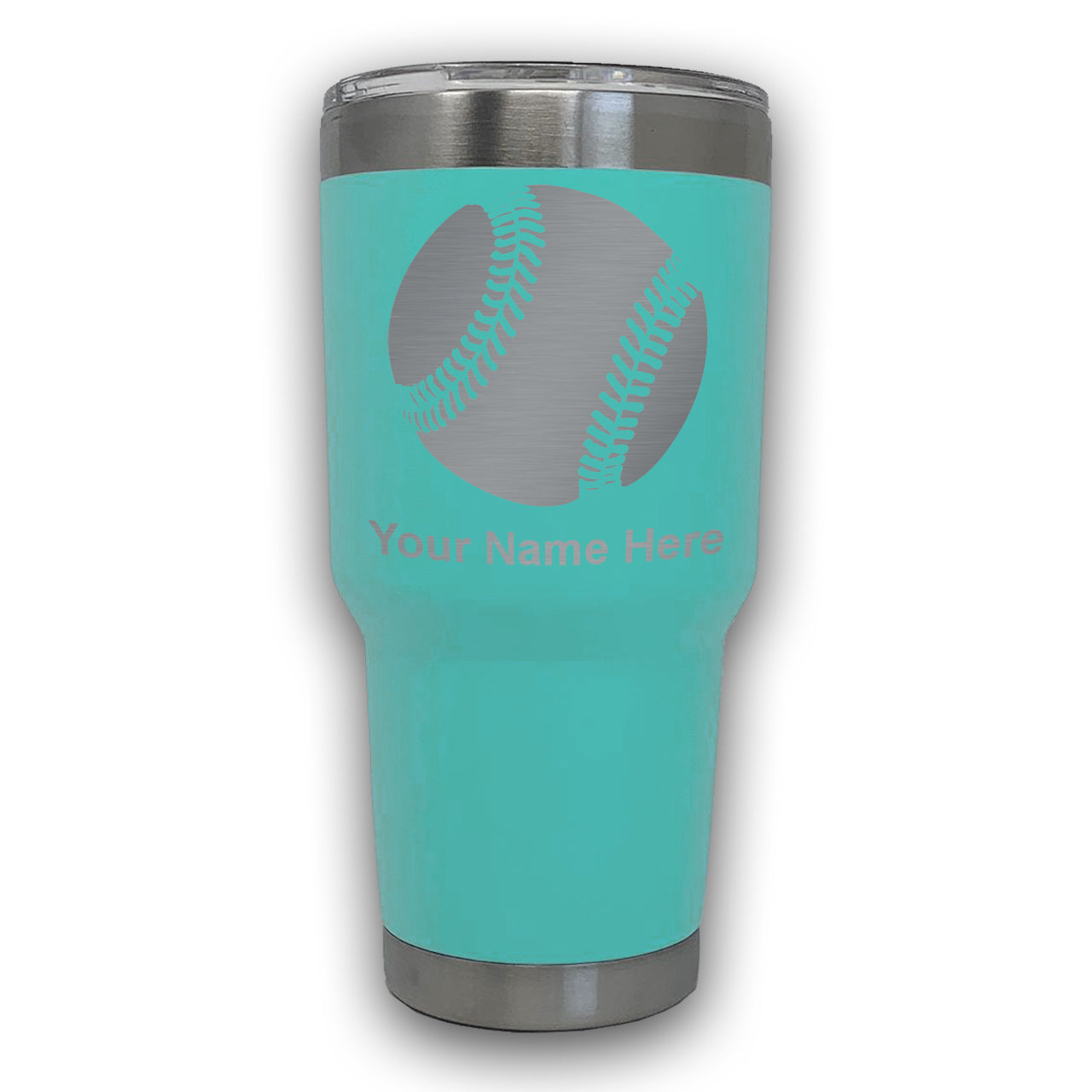 LaserGram 30oz Tumbler Mug, Baseball Ball, Personalized Engraving Included