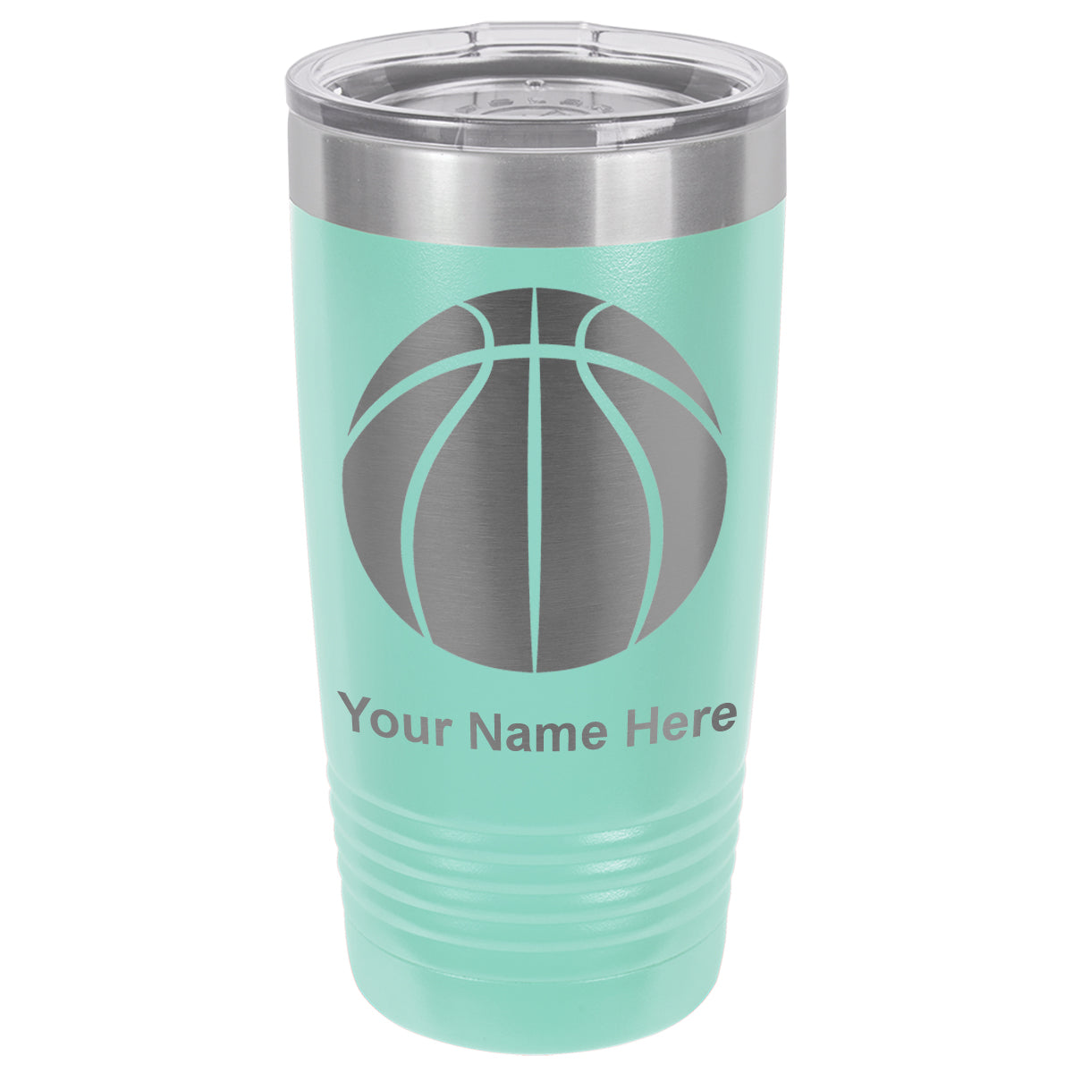 20oz Vacuum Insulated Tumbler Mug, Basketball Ball, Personalized Engraving Included