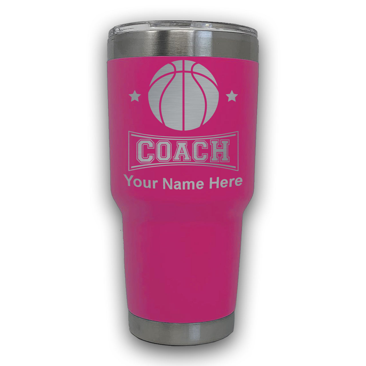 LaserGram 30oz Tumbler Mug, Basketball Coach, Personalized Engraving Included