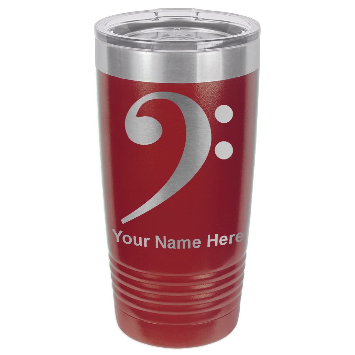 20oz Vacuum Insulated Tumbler Mug, Bass Clef, Personalized Engraving Included