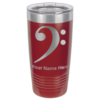 20oz Vacuum Insulated Tumbler Mug, Bass Clef, Personalized Engraving Included