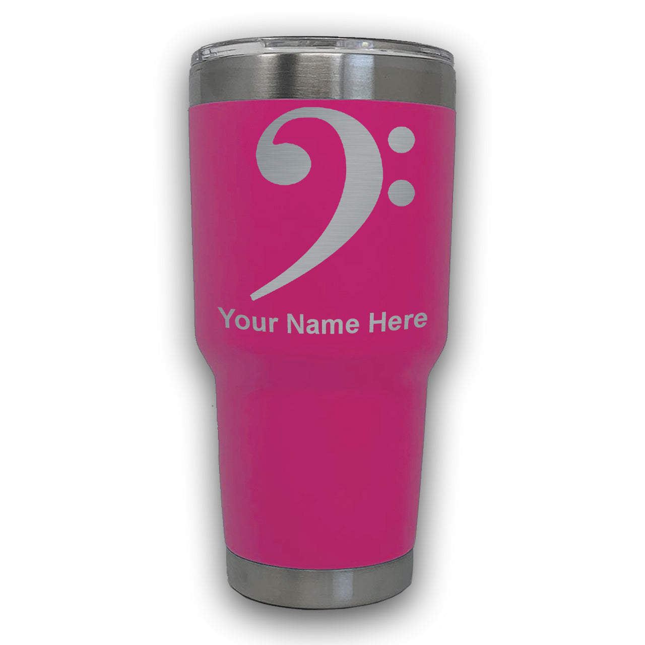 LaserGram 30oz Tumbler Mug, Bass Clef, Personalized Engraving Included