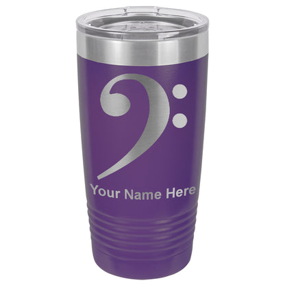 20oz Vacuum Insulated Tumbler Mug, Bass Clef, Personalized Engraving Included
