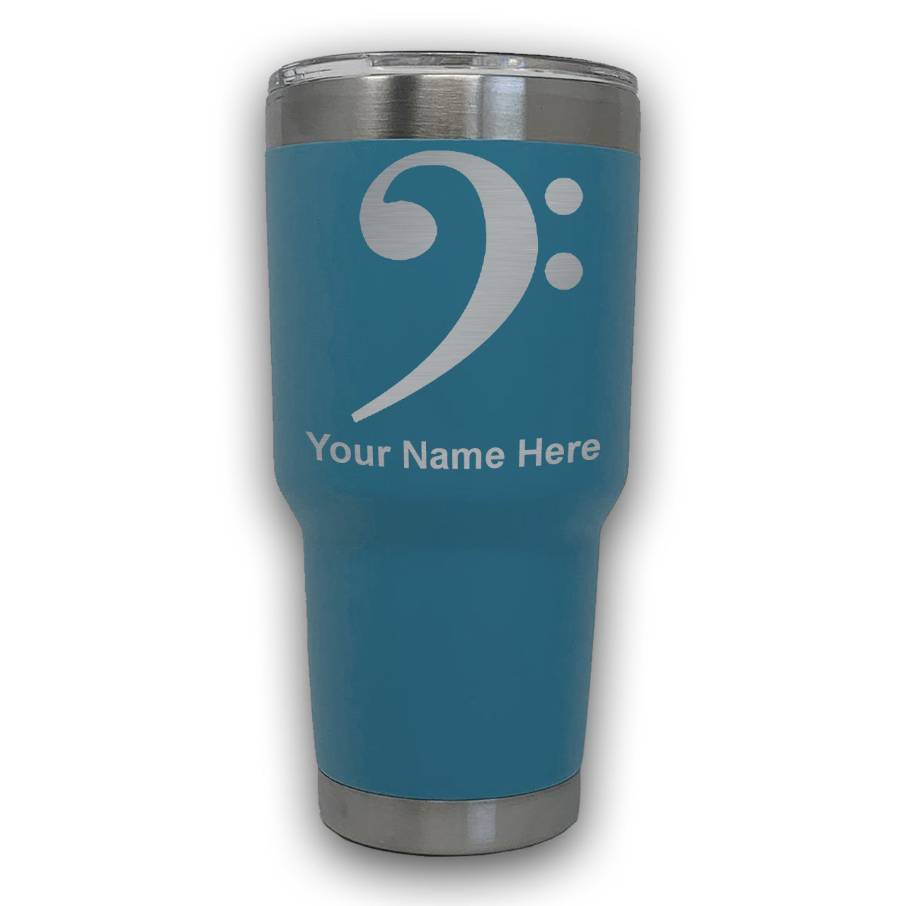 LaserGram 30oz Tumbler Mug, Bass Clef, Personalized Engraving Included