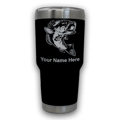 LaserGram 30oz Tumbler Mug, Bass Fish, Personalized Engraving Included