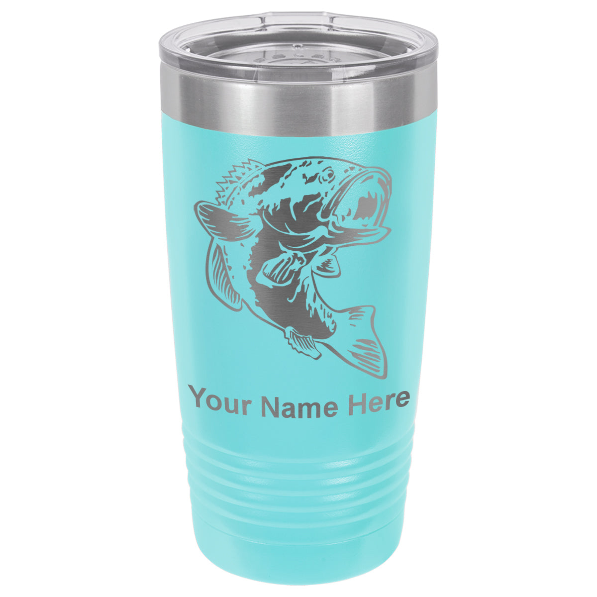 20oz Vacuum Insulated Tumbler Mug, Bass Fish, Personalized Engraving Included