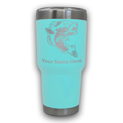 LaserGram 30oz Tumbler Mug, Bass Fish, Personalized Engraving Included