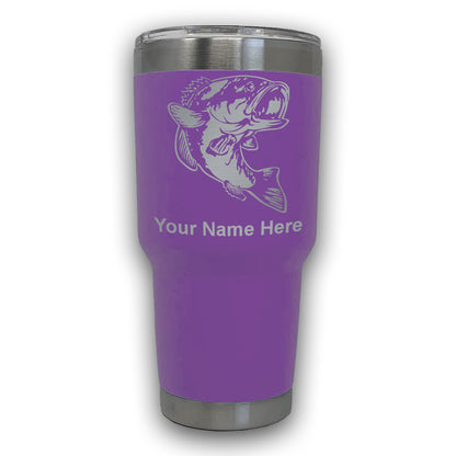 LaserGram 30oz Tumbler Mug, Bass Fish, Personalized Engraving Included