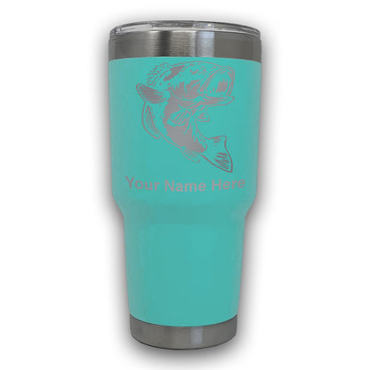 LaserGram 30oz Tumbler Mug, Bass Fish, Personalized Engraving Included