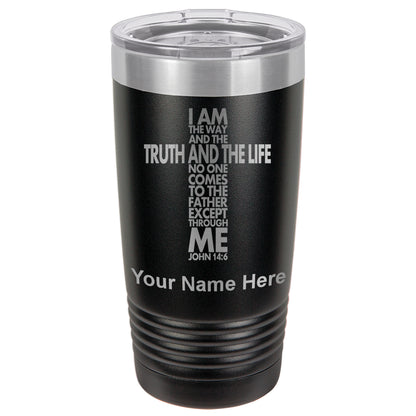 20oz Vacuum Insulated Tumbler Mug, Bible Verse John 14-6, Personalized Engraving Included