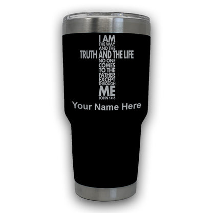 LaserGram 30oz Tumbler Mug, Bible Verse John 14-6, Personalized Engraving Included
