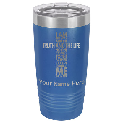 20oz Vacuum Insulated Tumbler Mug, Bible Verse John 14-6, Personalized Engraving Included